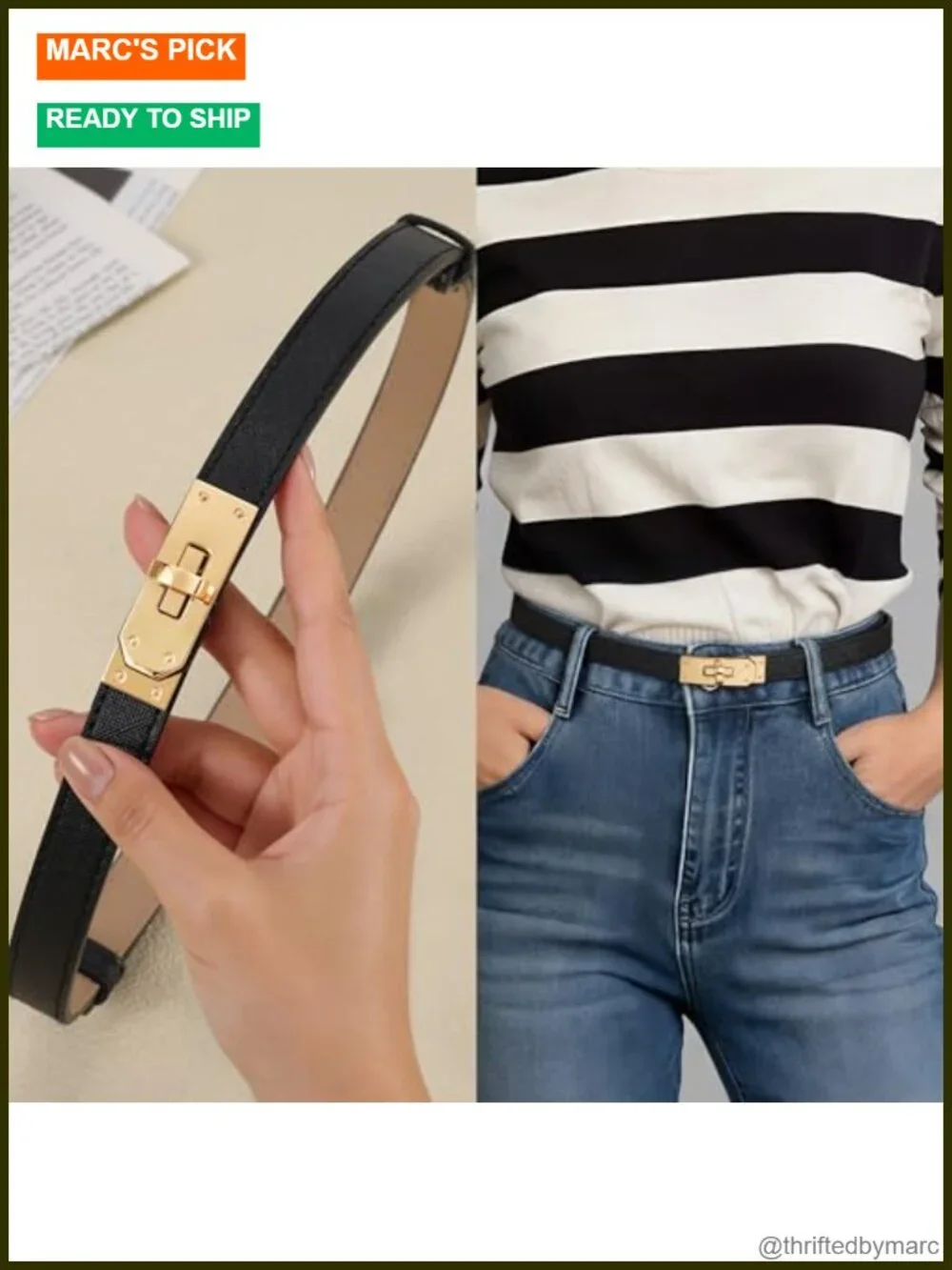 2 Pack Women Skinny PU Leather Belt with Alloy Turn Lock
